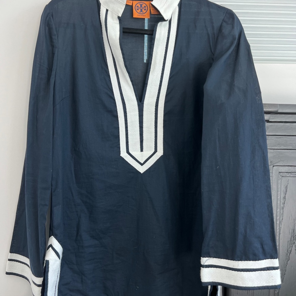 Tory Burch Tunic, navy with white trim